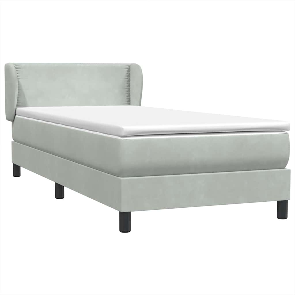 Box Spring krevet s madracem svijetlo sivi 90x210 cm baršun