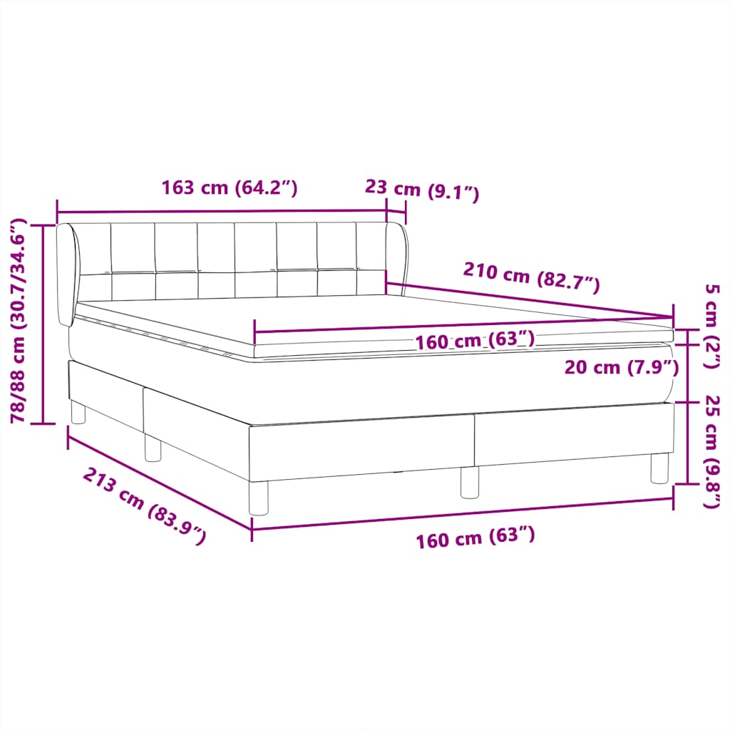Krevet s oprugama i madracem svjetlosivi 160x210 cm baršunasti