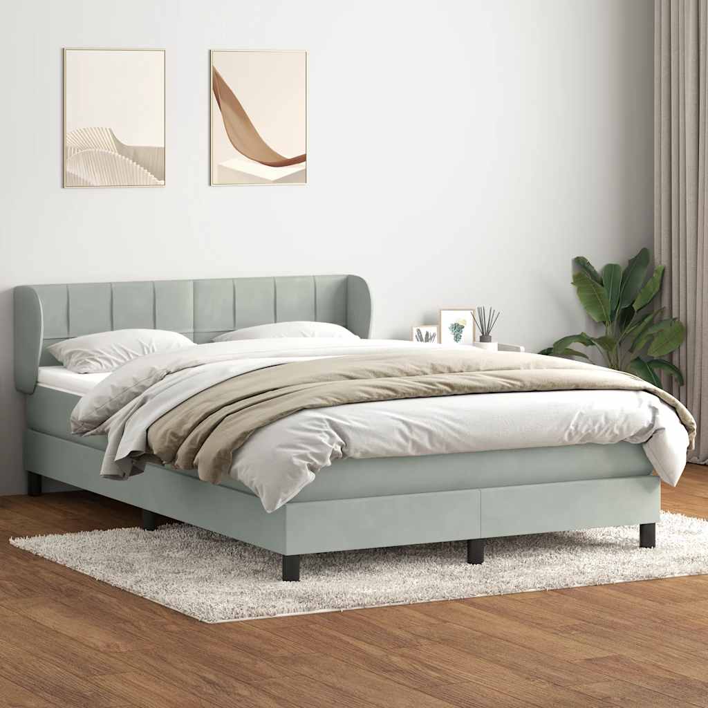 Krevet s oprugama i madracem svjetlosivi 160x210 cm baršunasti