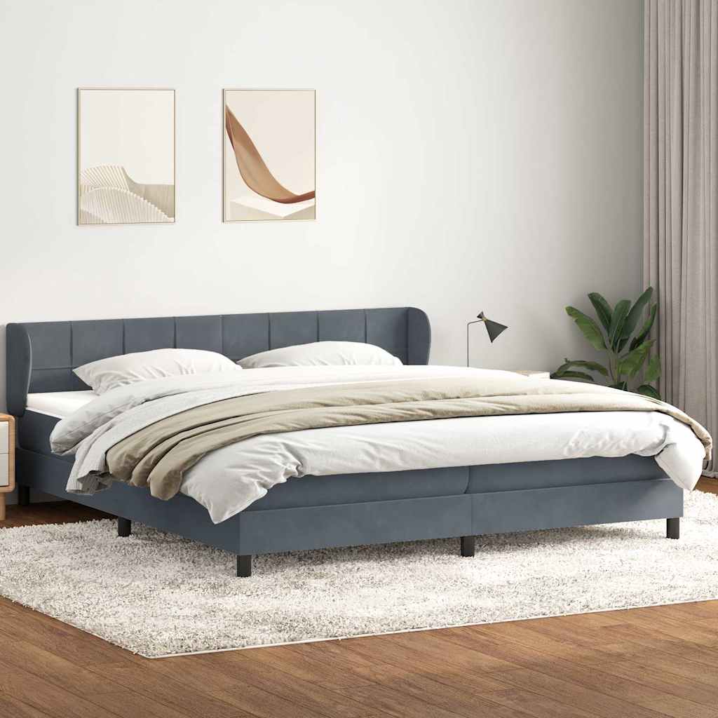 Box Spring krevet s madracima tamno sivi 180x210 cm baršun