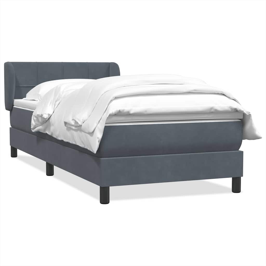 Box spring krevet s madracem tamnosivi 80 x 220 cm baršunasti