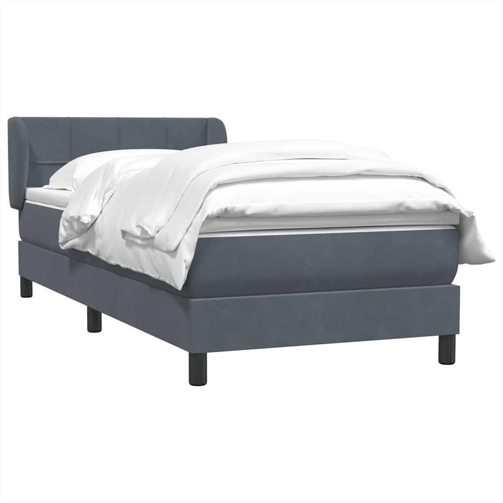 Box spring krevet s madracem tamnosivi 80 x 220 cm baršunasti