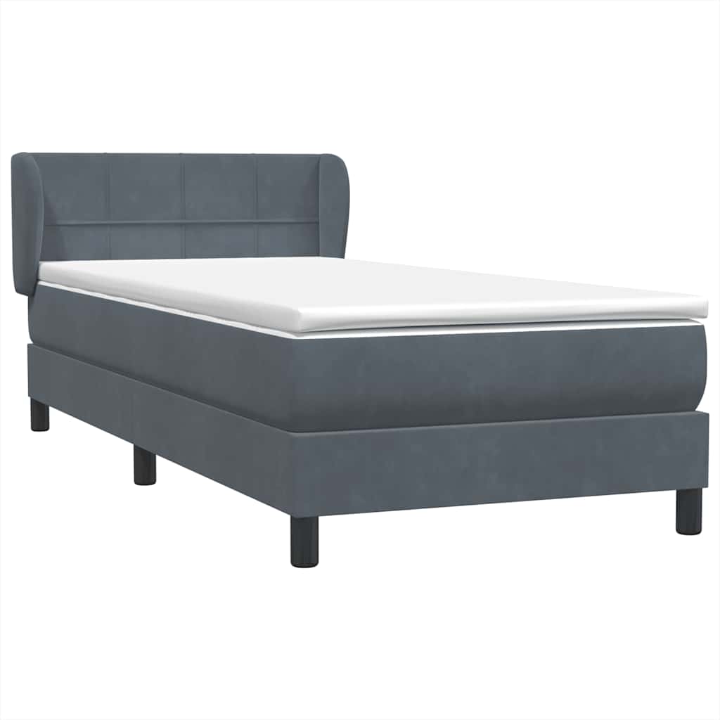 Box spring krevet s madracem tamnosivi 80 x 220 cm baršunasti