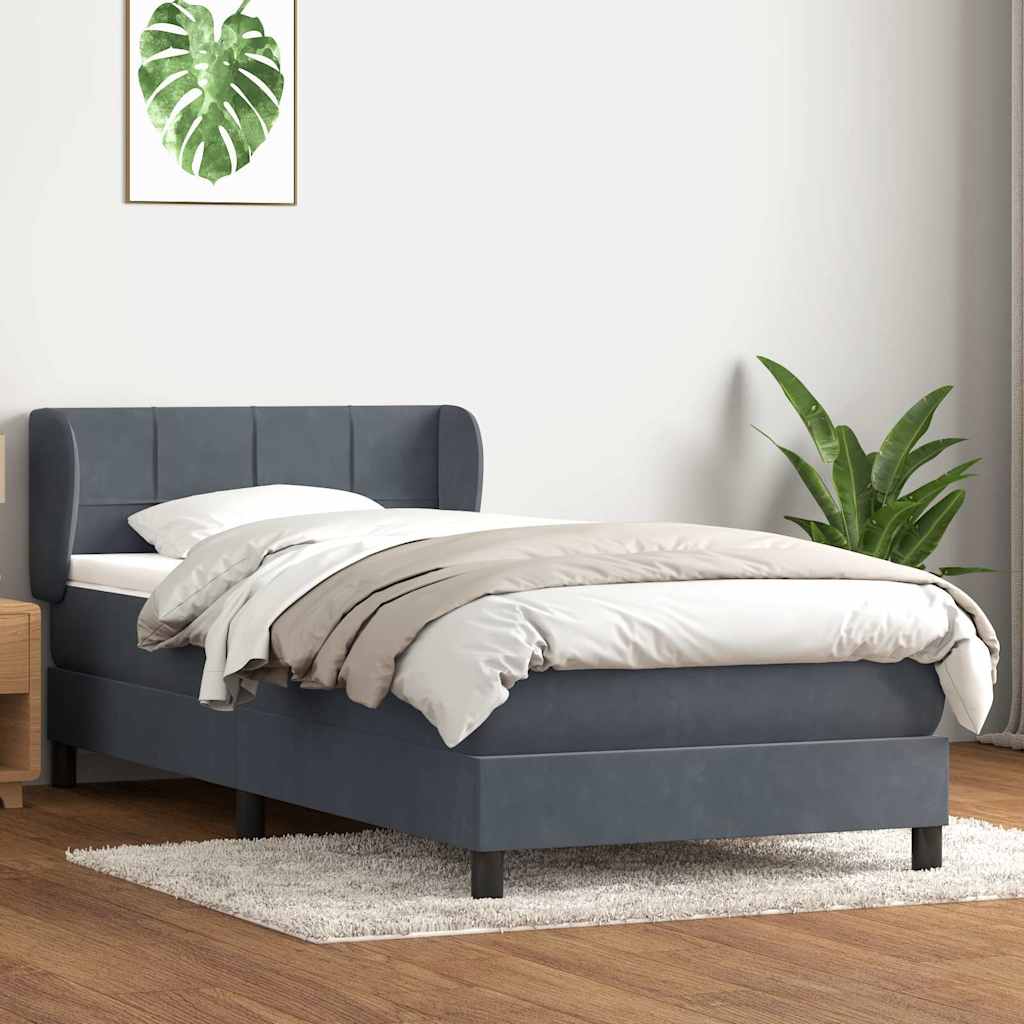Box spring krevet s madracem tamnosivi 80 x 220 cm baršunasti