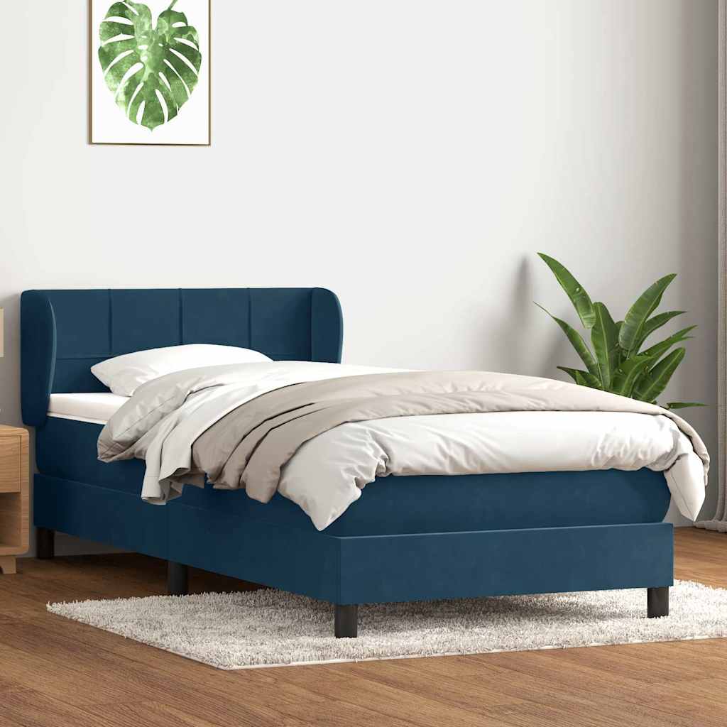 Box spring krevet s madracem tamnoplavi 80x220 cm baršunasti