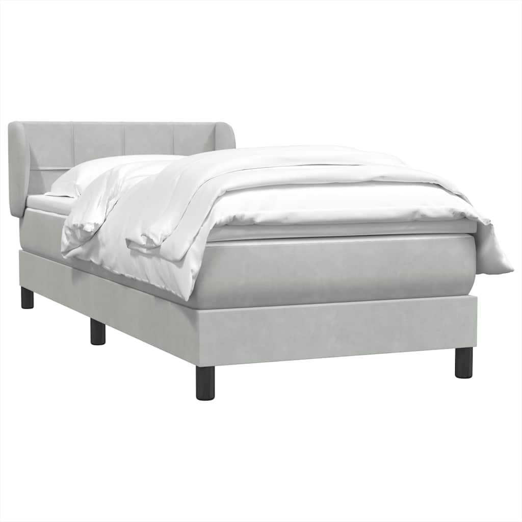 Box Spring krevet s madracem svijetlo sivi 90x220 cm baršun