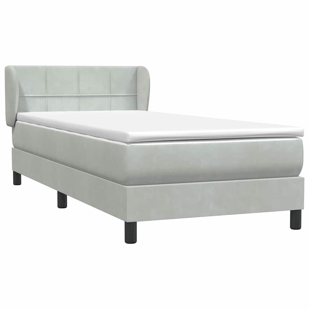 Box Spring krevet s madracem svijetlo sivi 90x220 cm baršun