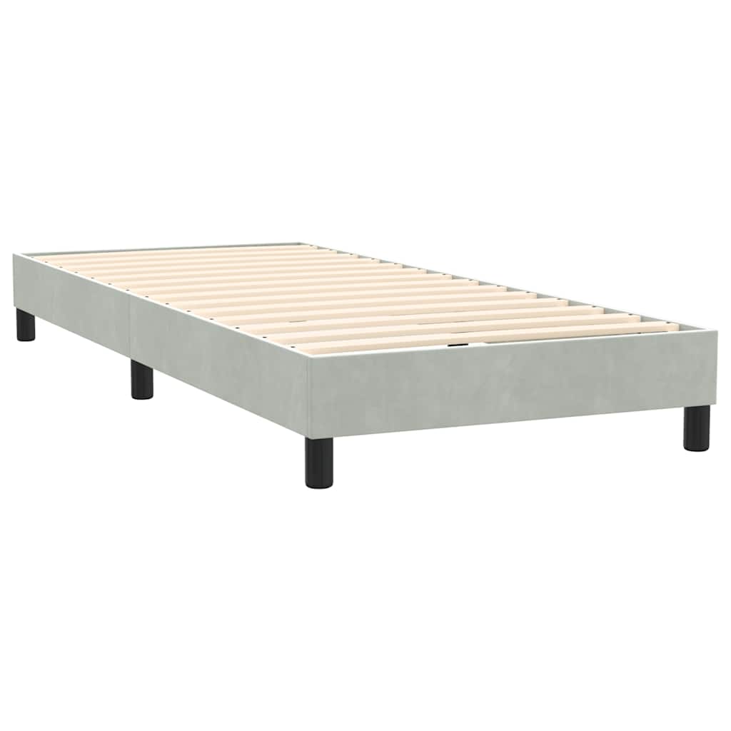 Box Spring krevet s madracem svijetlo sivi 90x220 cm baršun