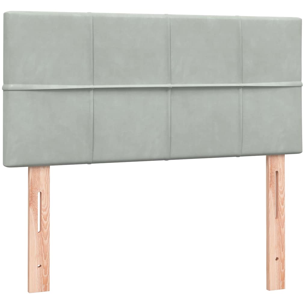 Box Spring krevet s madracem svijetlo sivi 90x220 cm baršun