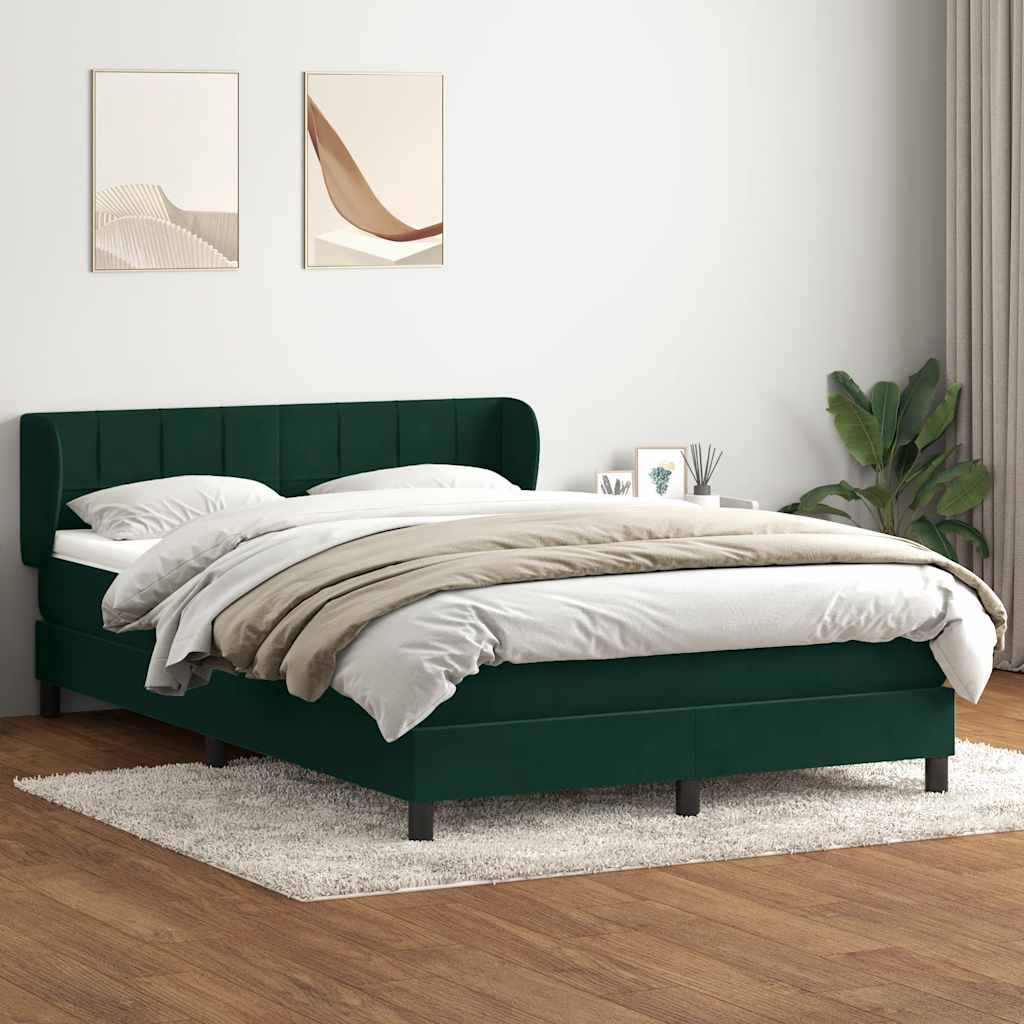 Box Spring krevet s madracem tamno zeleni 160x220 cm baršun
