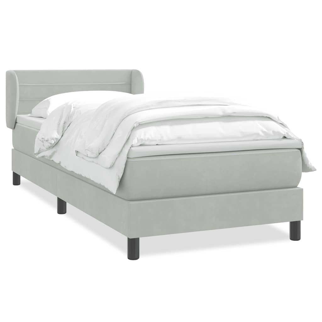 Box Spring krevet s madracem svijetlo sivi 90x210 cm baršun