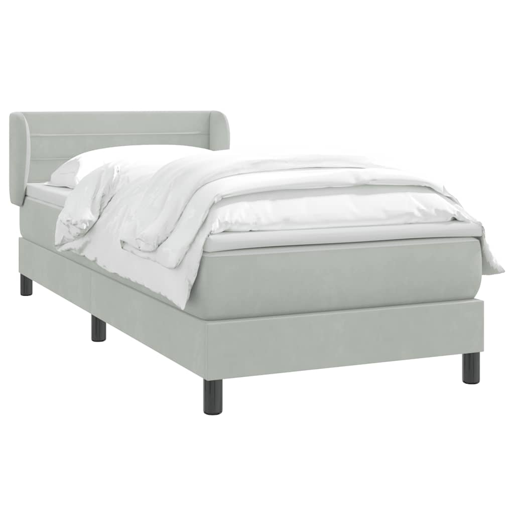 Box Spring krevet s madracem svijetlo sivi 90x210 cm baršun