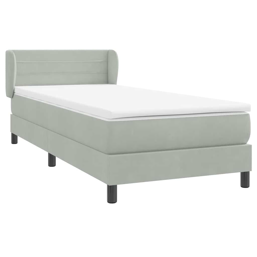 Box Spring krevet s madracem svijetlo sivi 90x210 cm baršun