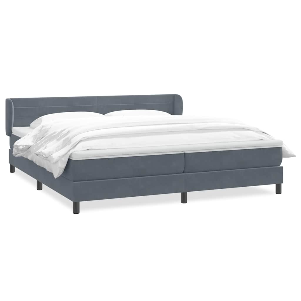Box Spring krevet s madracima tamno sivi 180x210 cm baršun