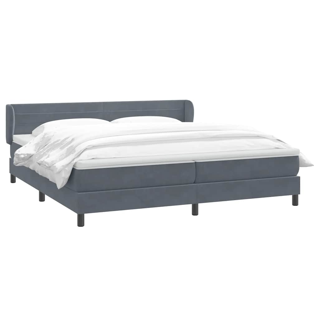 Box Spring krevet s madracima tamno sivi 180x210 cm baršun