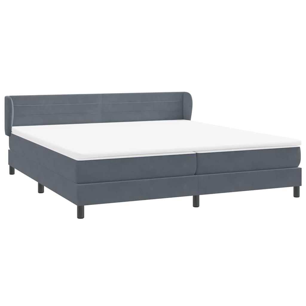 Box Spring krevet s madracima tamno sivi 180x210 cm baršun
