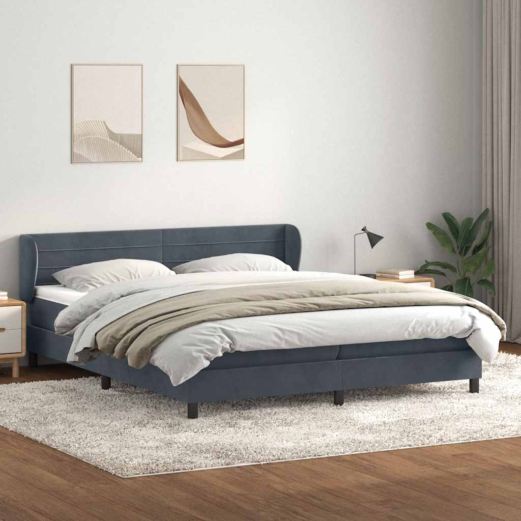 Box Spring krevet s madracima tamno sivi 180x210 cm baršun