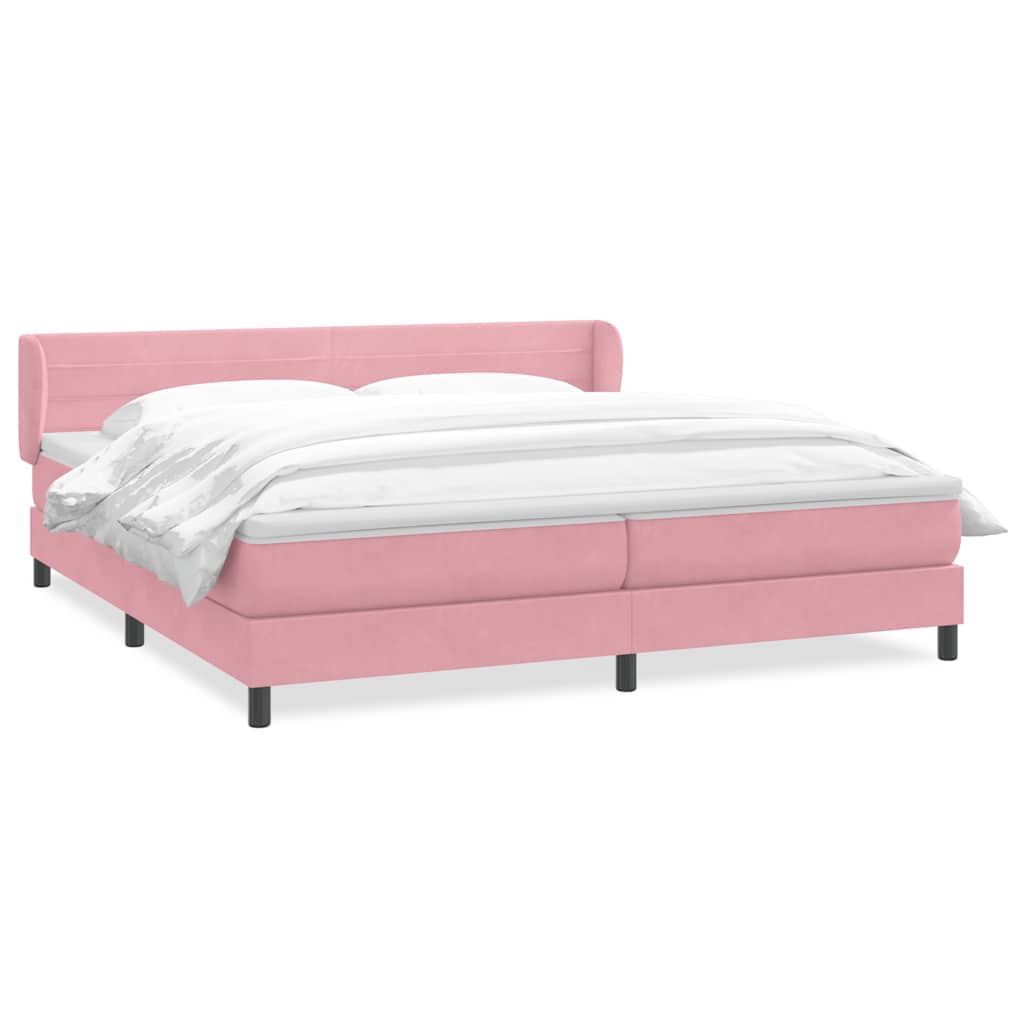 Box Spring krevet s madracima ružičasti 180x210 cm baršun
