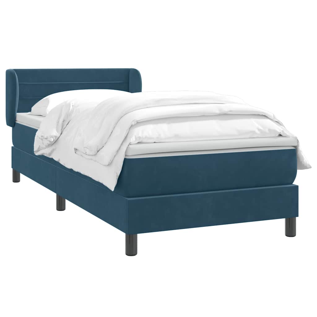 Box spring krevet s madracem tamnoplavi 80x220 cm baršunasti