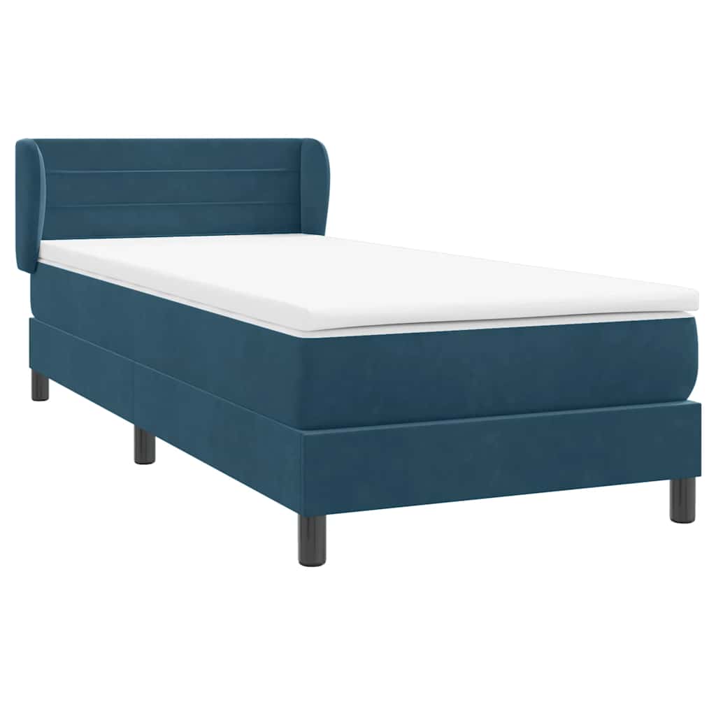 Box spring krevet s madracem tamnoplavi 80x220 cm baršunasti