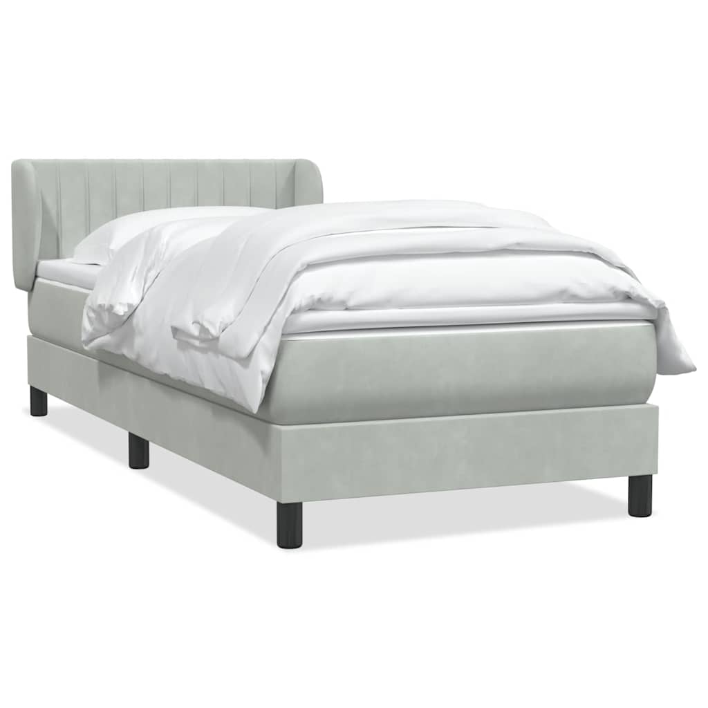 Box Spring krevet s madracem svijetlo sivi 80x210 cm baršun
