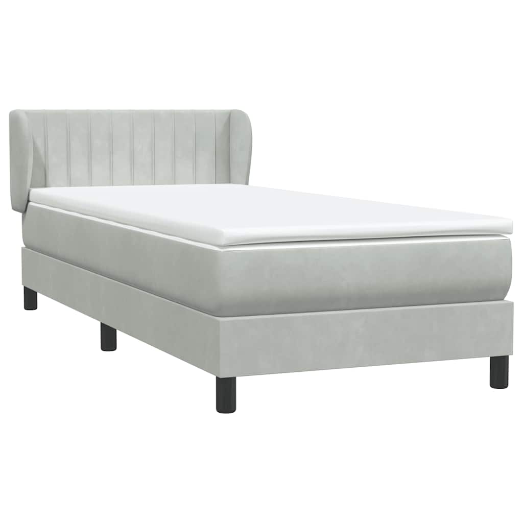 Box Spring krevet s madracem svijetlo sivi 80x210 cm baršun