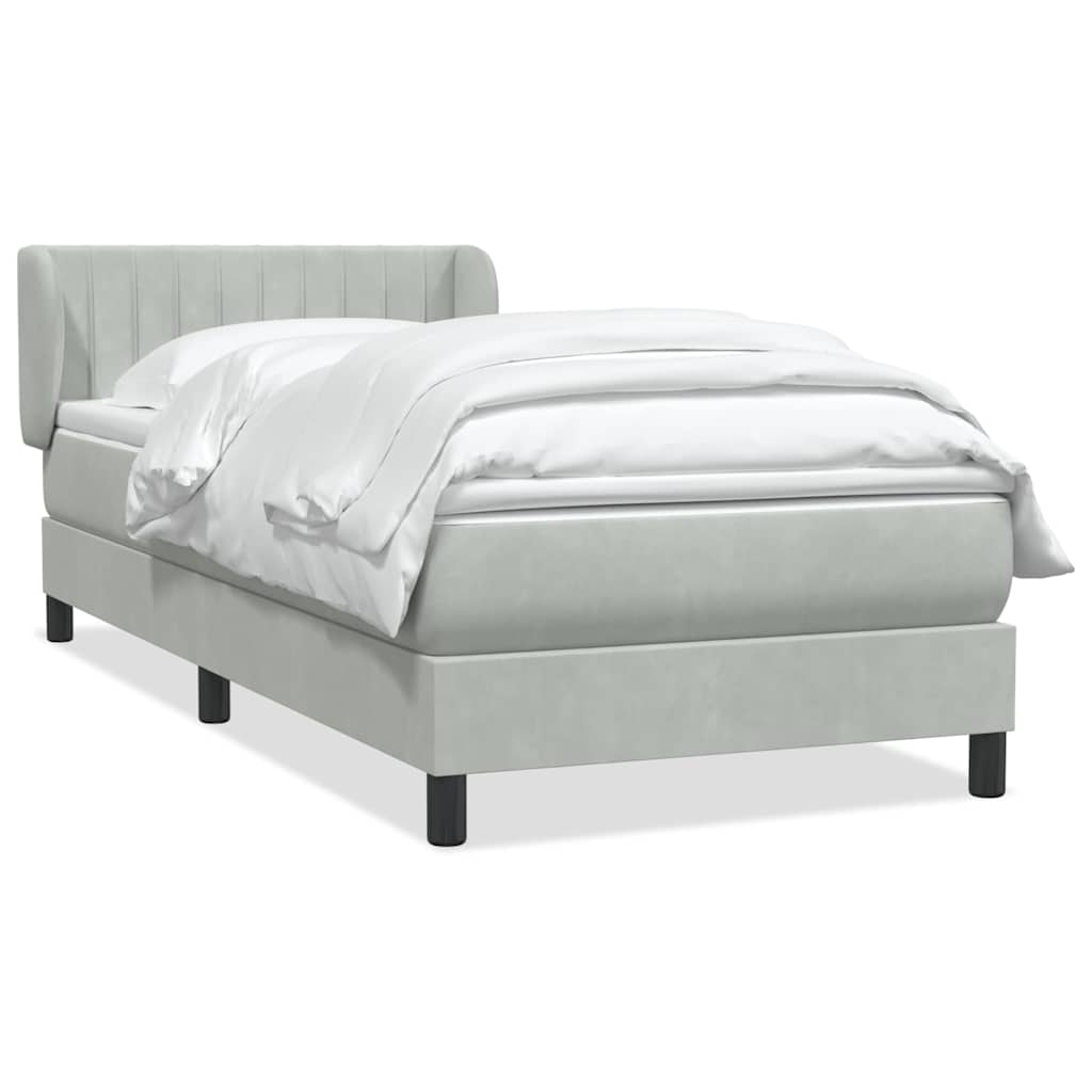 Box Spring krevet s madracem svijetlo sivi 90x210 cm baršun