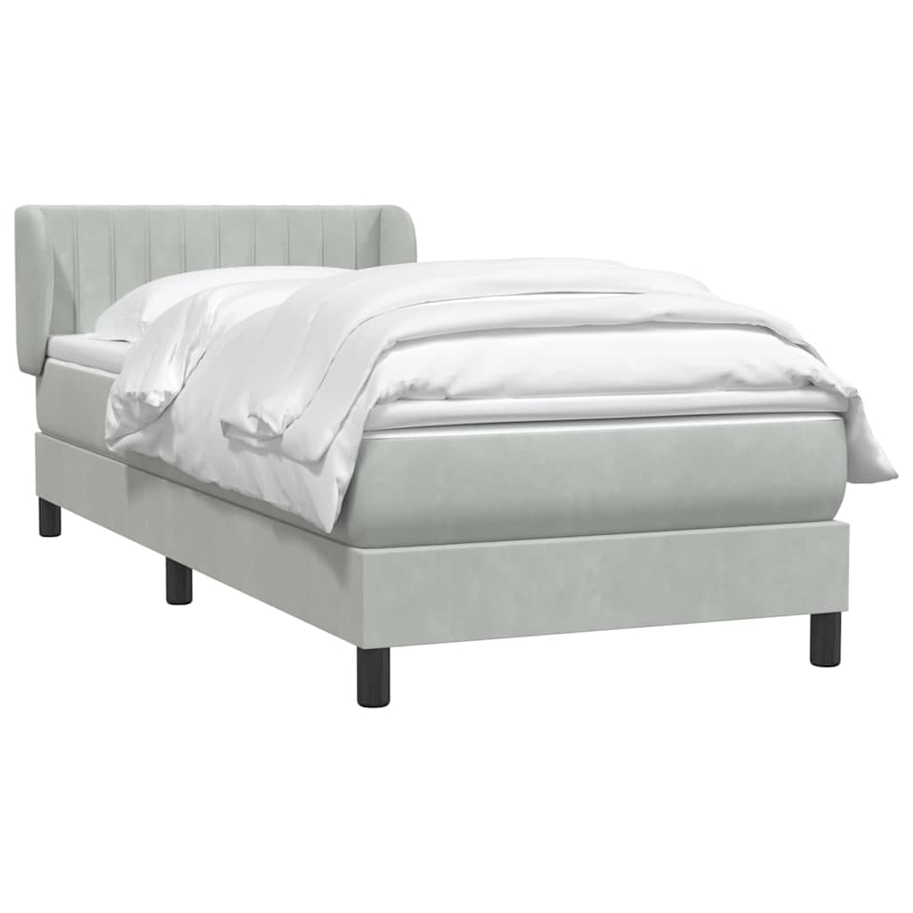 Box Spring krevet s madracem svijetlo sivi 90x210 cm baršun
