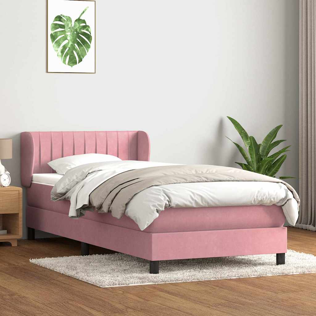 Box Spring krevet s madracem ružičasti 90x210 cm samt