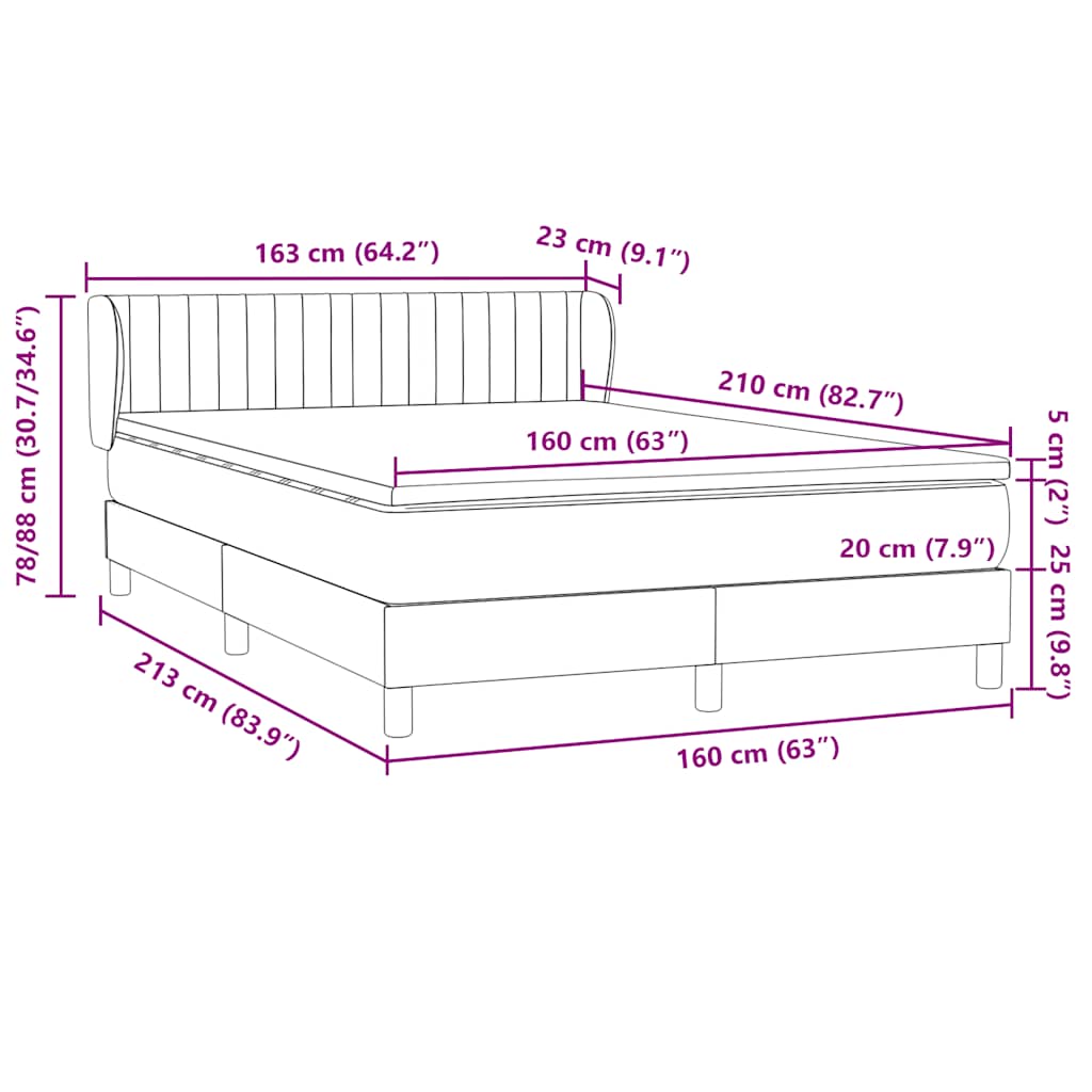 Box spring krevet s madracem crni 160x210 cm baršunasti