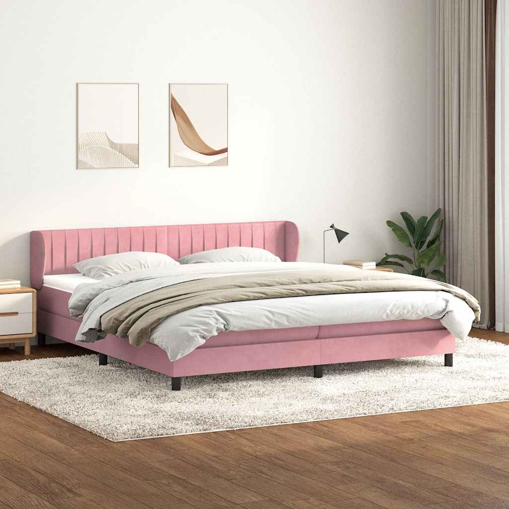 Box Spring krevet s madracima ružičasti 180x210 cm baršun