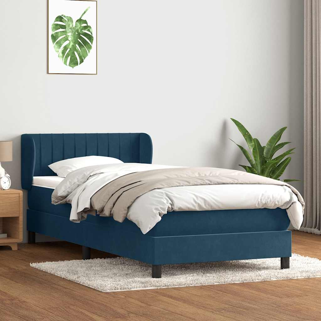 Box spring krevet s madracem tamnoplavi 80x220 cm baršunasti
