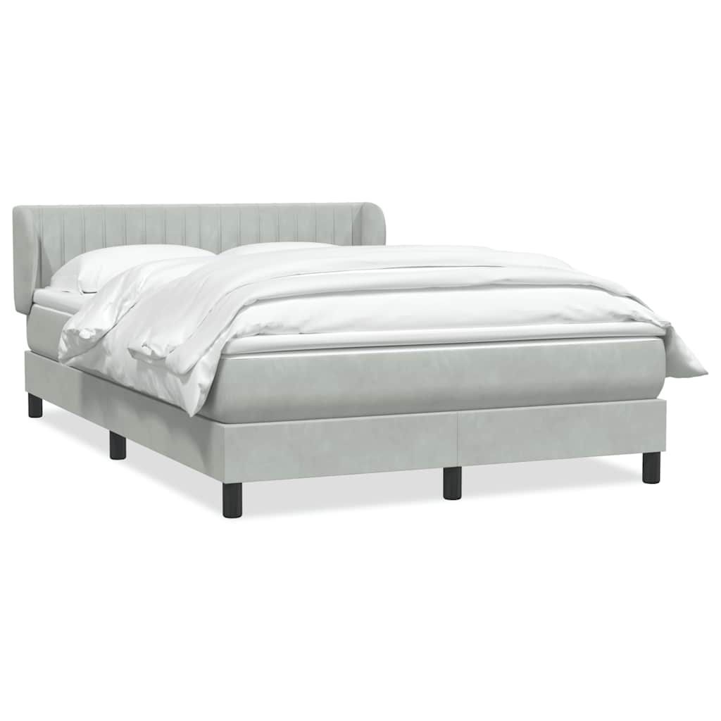 Krevet s oprugama i madracem svjetlosivi 160x220 cm baršunasti