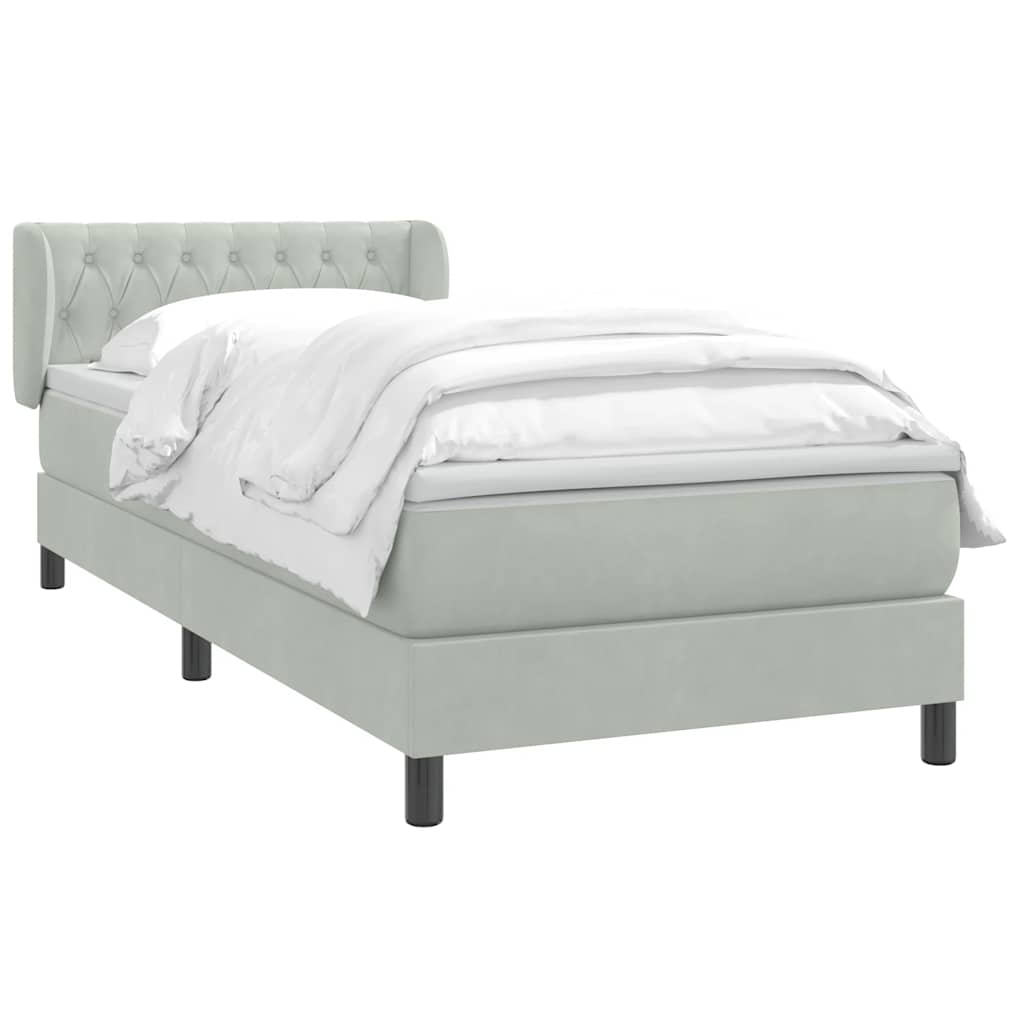 Box Spring krevet s madracem svijetlo sivi 90x210 cm baršun