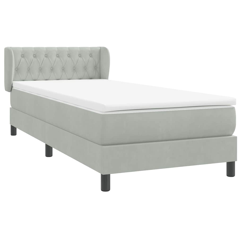 Box Spring krevet s madracem svijetlo sivi 90x210 cm baršun