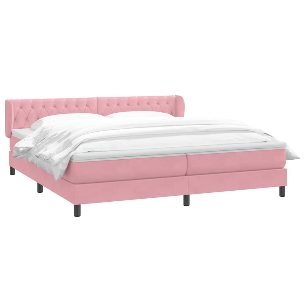 Box Spring krevet s madracima ružičasti 180x210 cm baršun