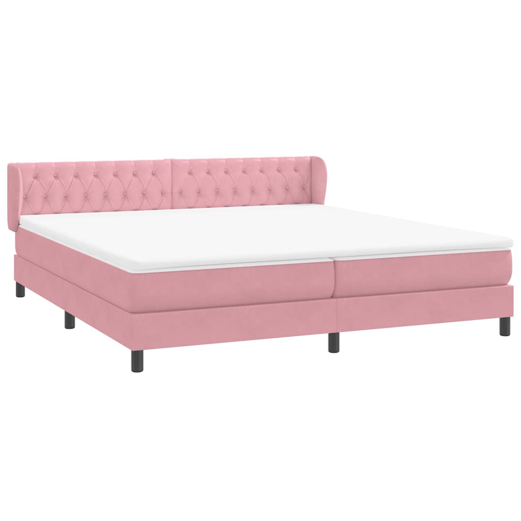 Box Spring krevet s madracima ružičasti 180x210 cm baršun