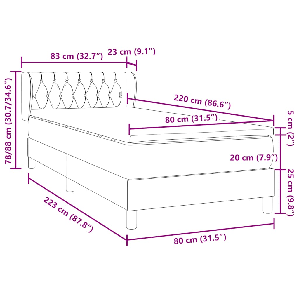 Box spring krevet s madracem ružičasti 80 x 220 cm baršunasti