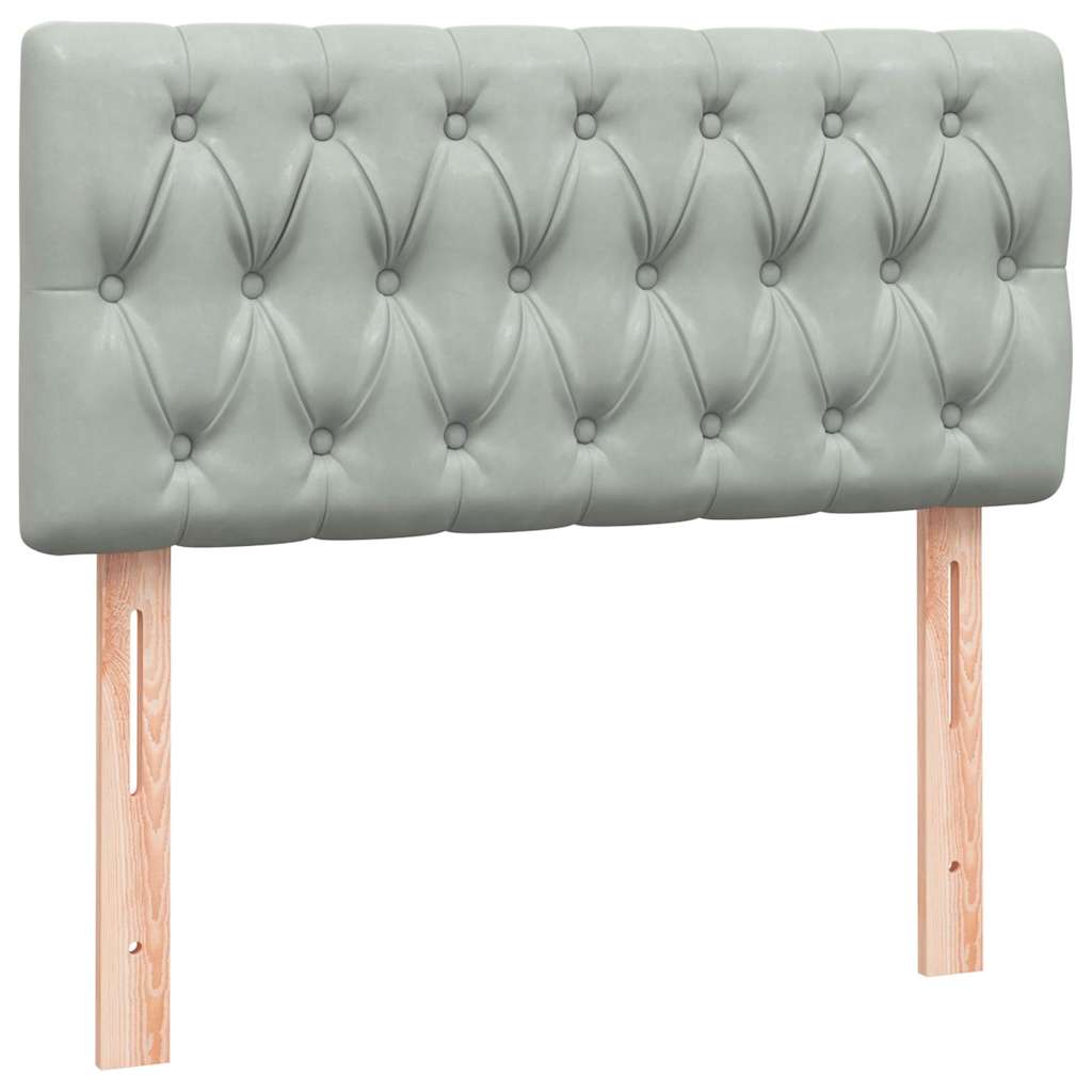 Box Spring krevet s madracem svijetlo sivi 90x220 cm baršun