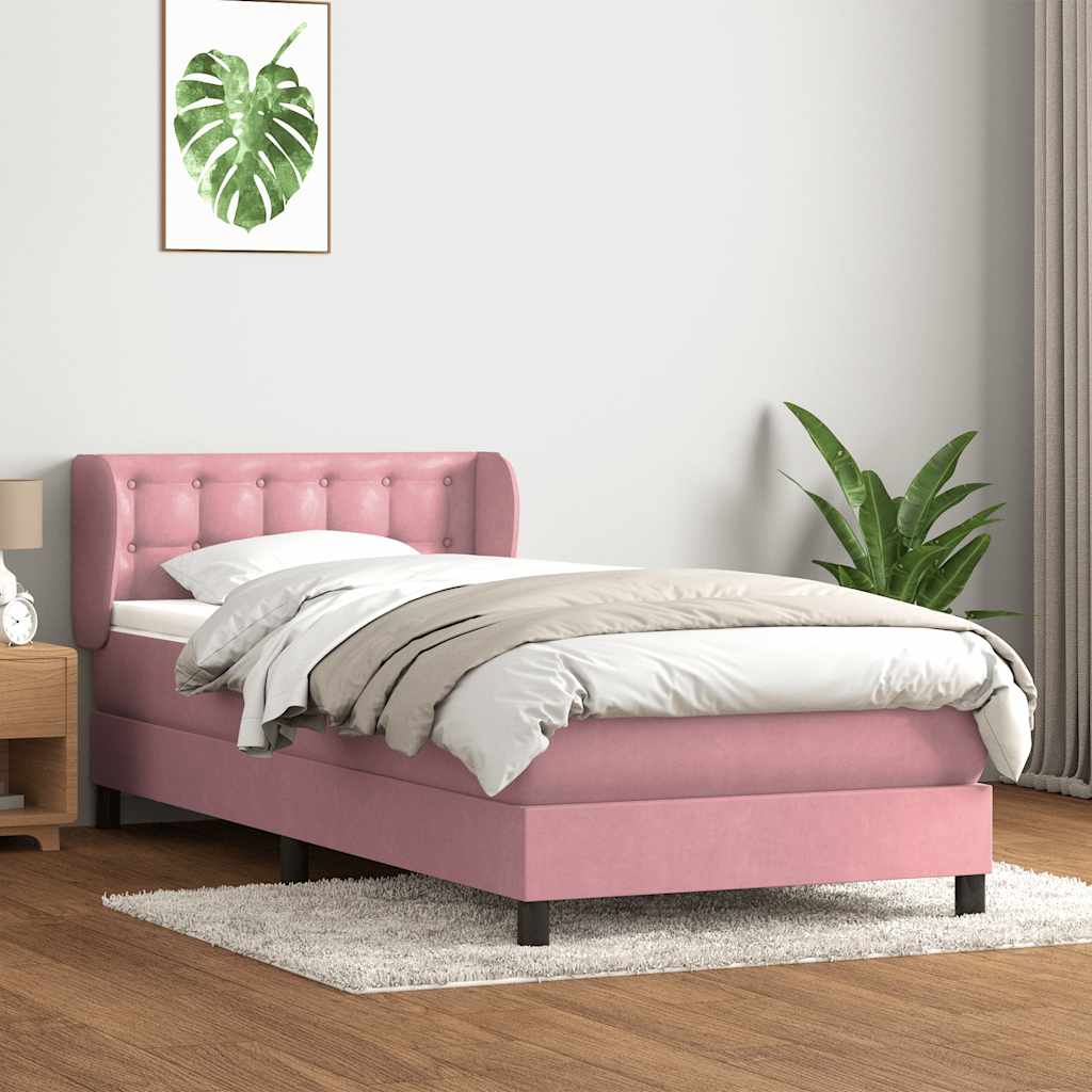 Box Spring krevet s madracem ružičasti 90x210 cm samt