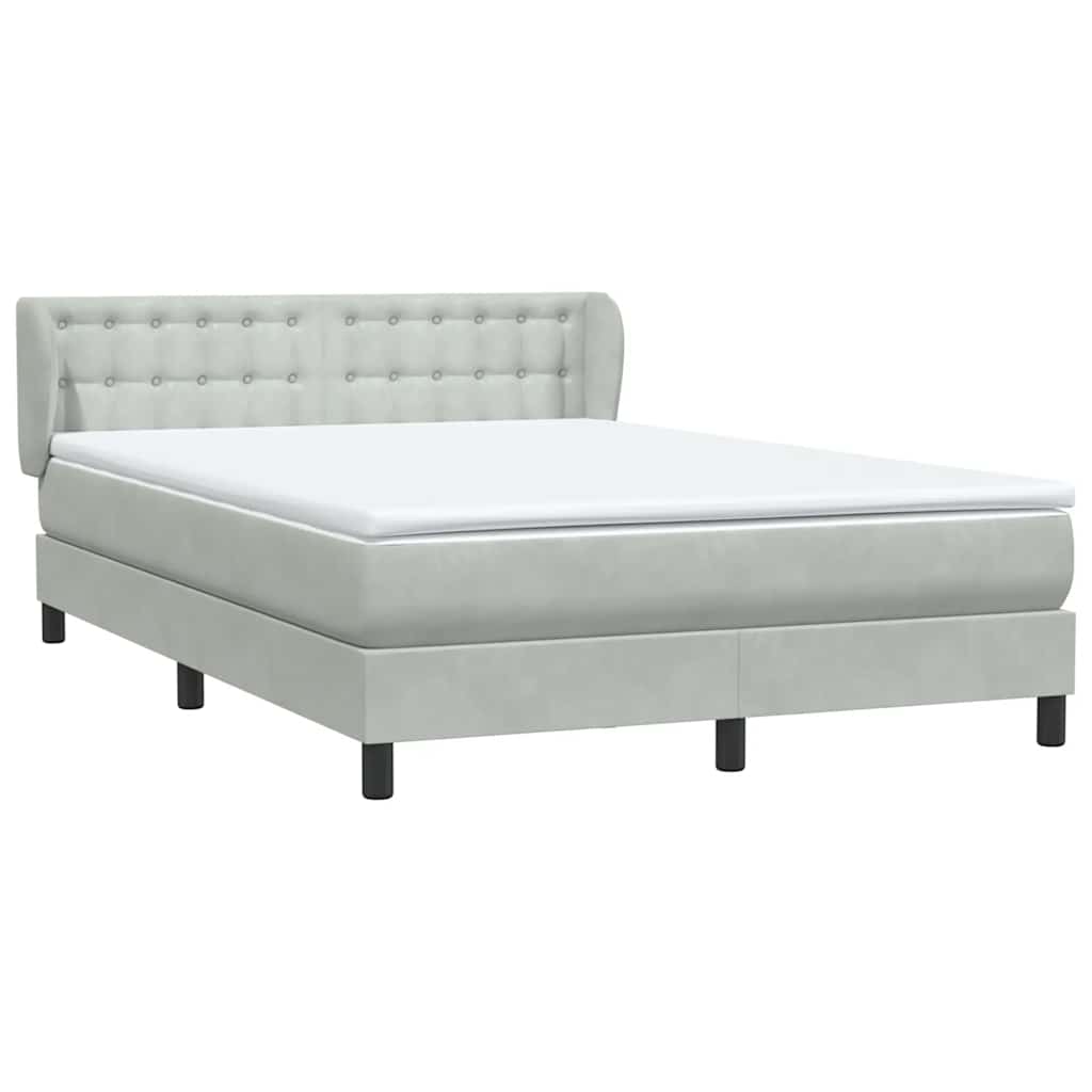 Krevet s oprugama i madracem svjetlosivi 160x210 cm baršunasti