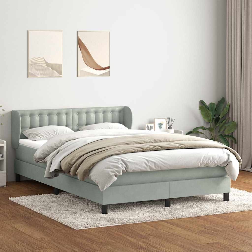 Krevet s oprugama i madracem svjetlosivi 160x210 cm baršunasti