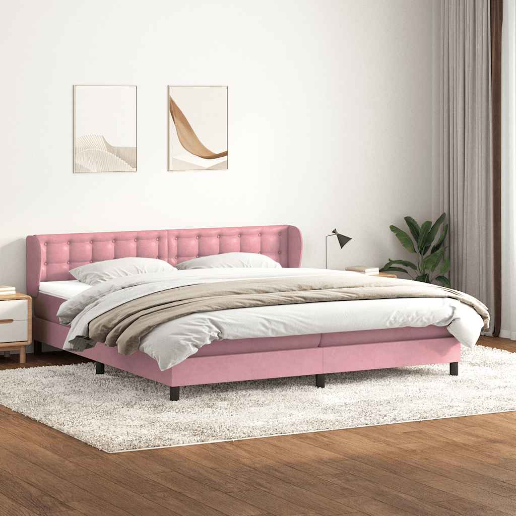 Box Spring krevet s madracima ružičasti 180x210 cm baršun