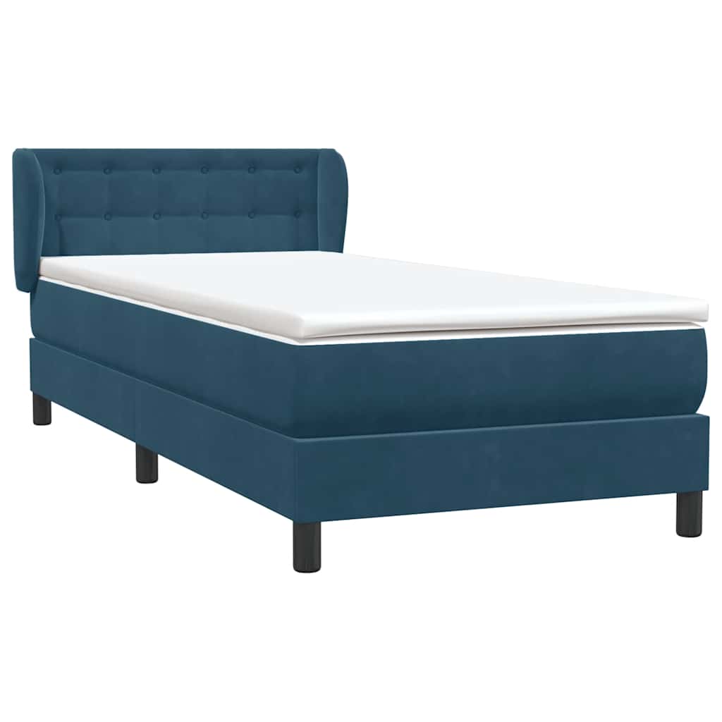 Box spring krevet s madracem tamnoplavi 80x220 cm baršunasti