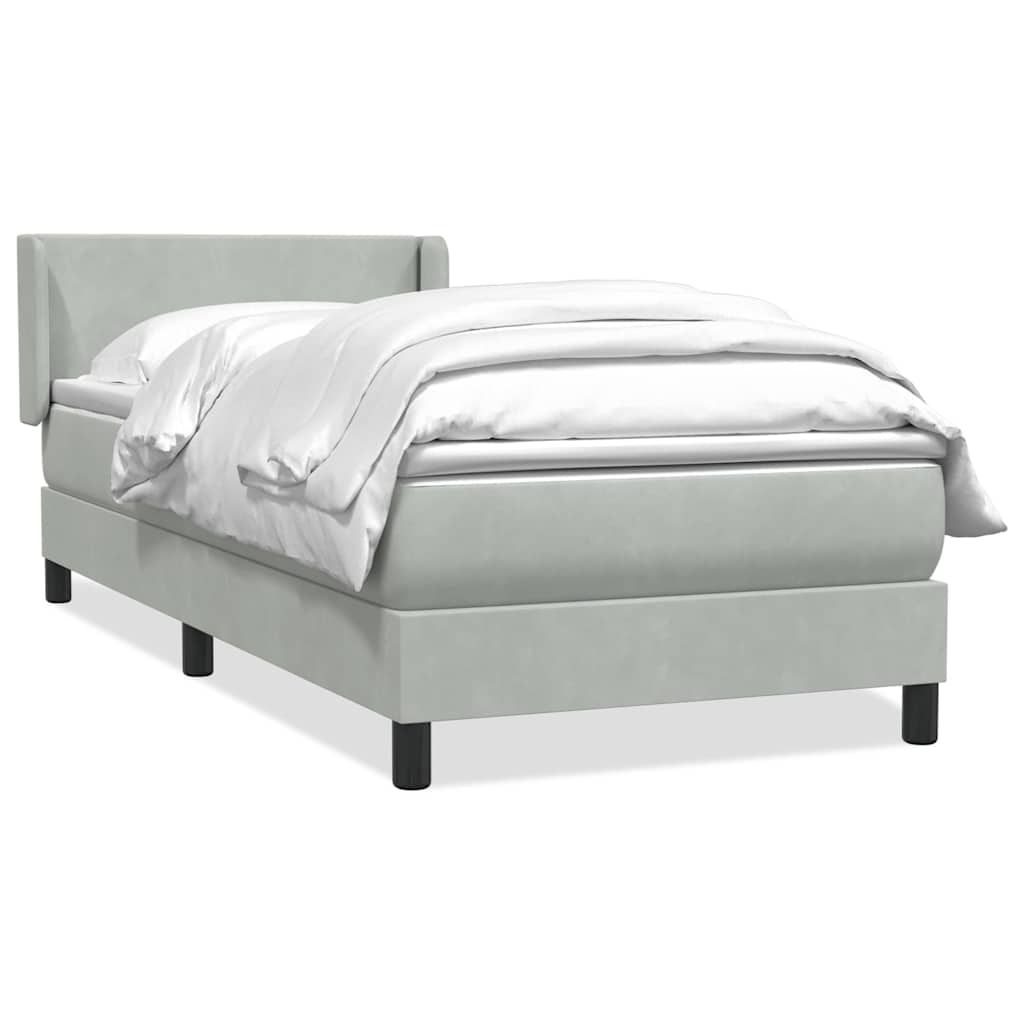 Box Spring krevet s madracem svijetlo sivi 90x210 cm baršun