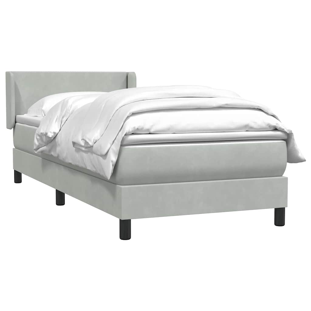 Box Spring krevet s madracem svijetlo sivi 90x210 cm baršun