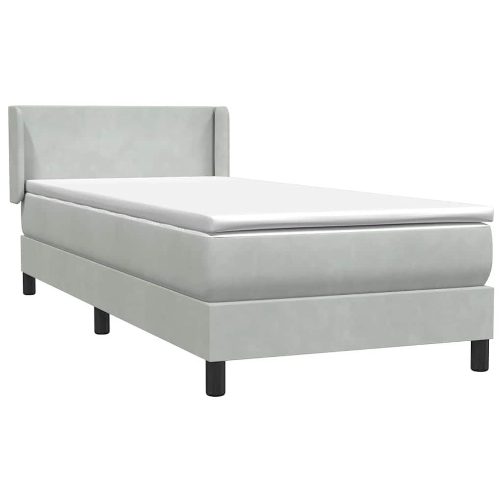 Box Spring krevet s madracem svijetlo sivi 90x210 cm baršun
