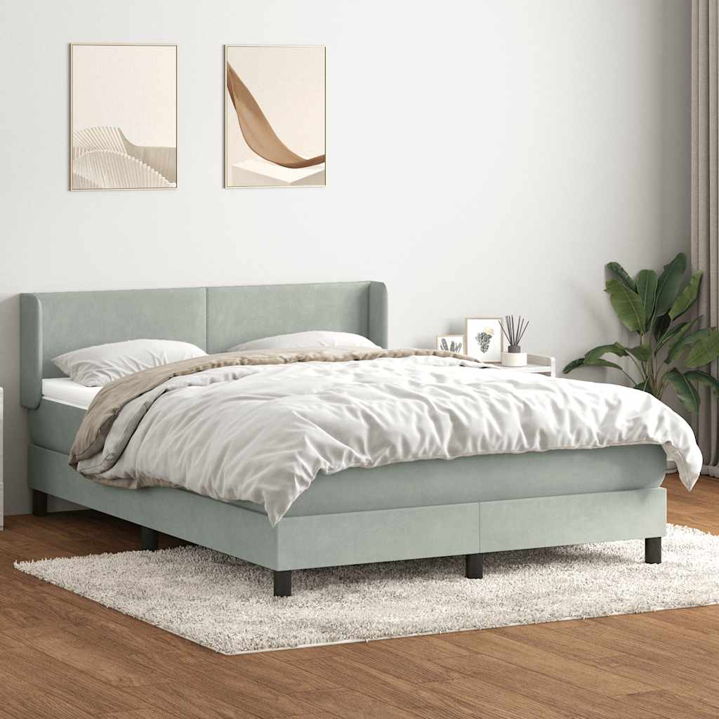 Krevet s oprugama i madracem svjetlosivi 160x210 cm baršunasti