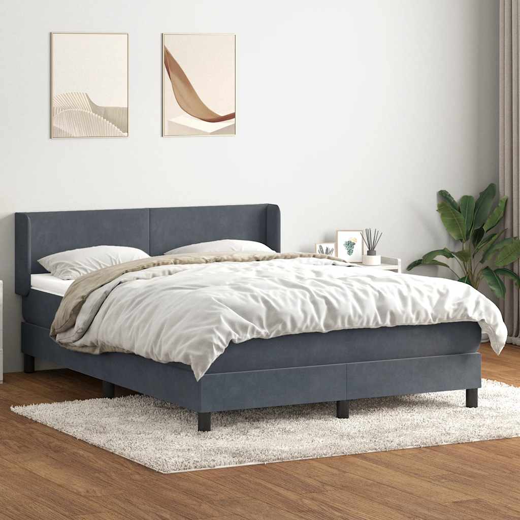 Krevet s oprugama i madracem tamnosivi 160x210 cm baršunasti