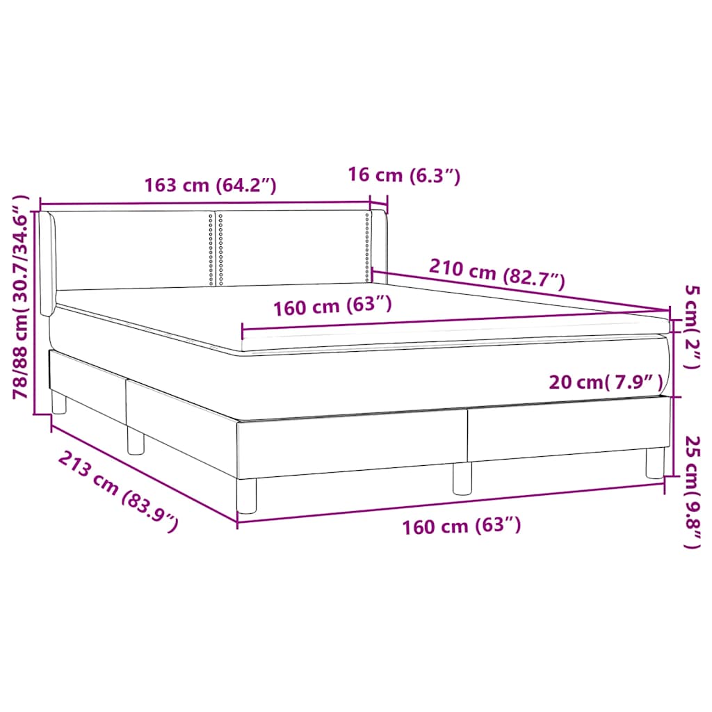 Box spring krevet s madracem crni 160x210 cm baršunasti